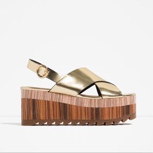 Zara Gold Platform Wedges